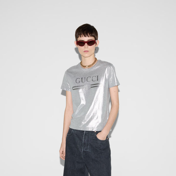 Gucci Printed laminated cotton T-shirt