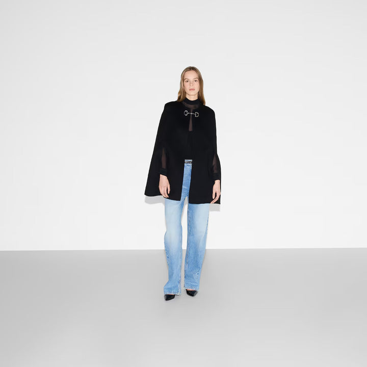 GUCCI Wool and silk Horsebit cape