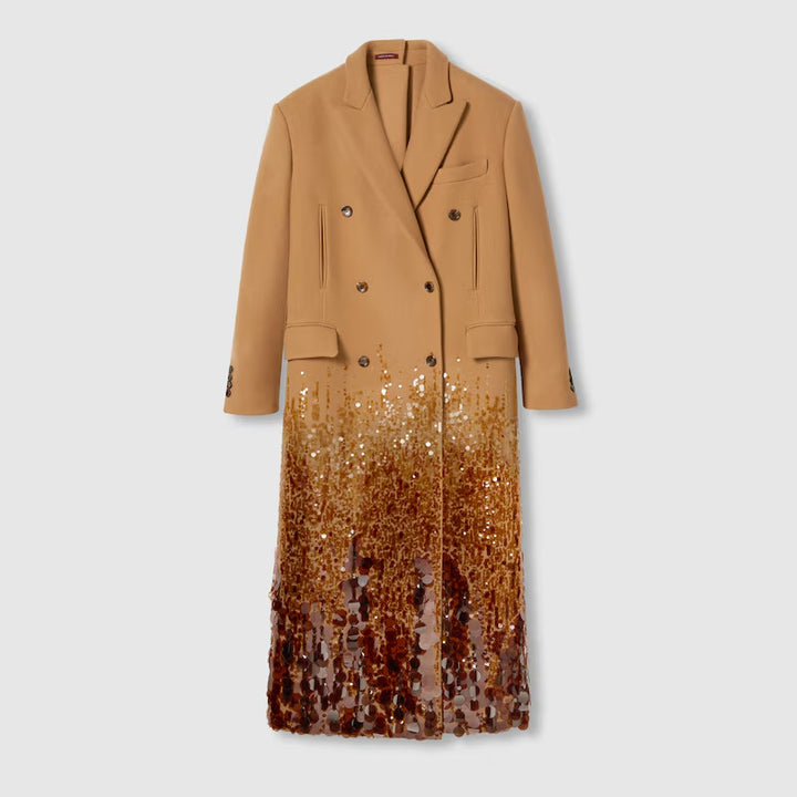 GUCCI Batavia wool coat with embroidery