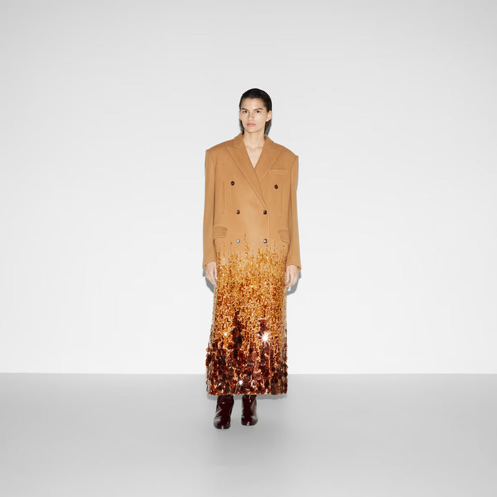 GUCCI Batavia wool coat with embroidery