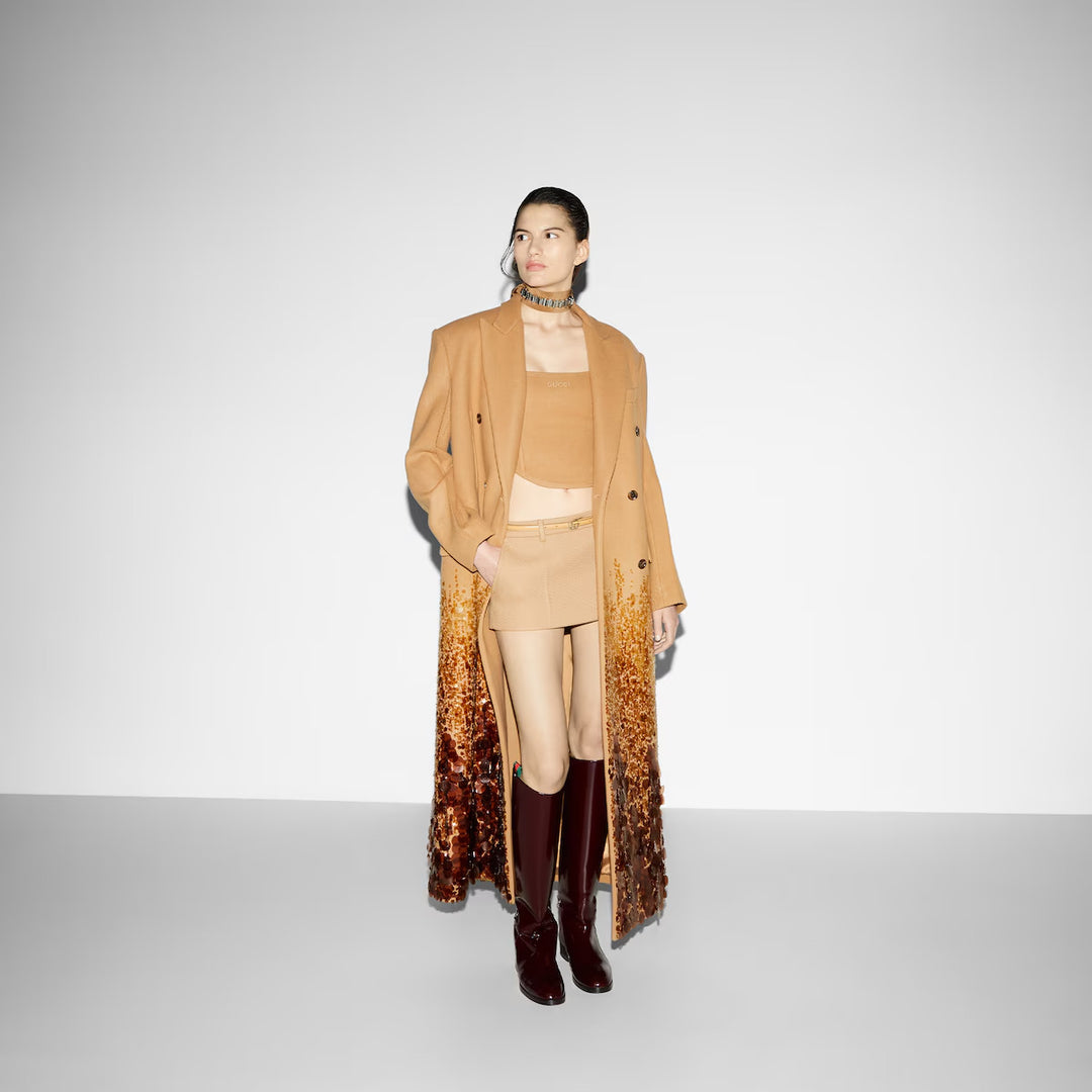 GUCCI Batavia wool coat with embroidery