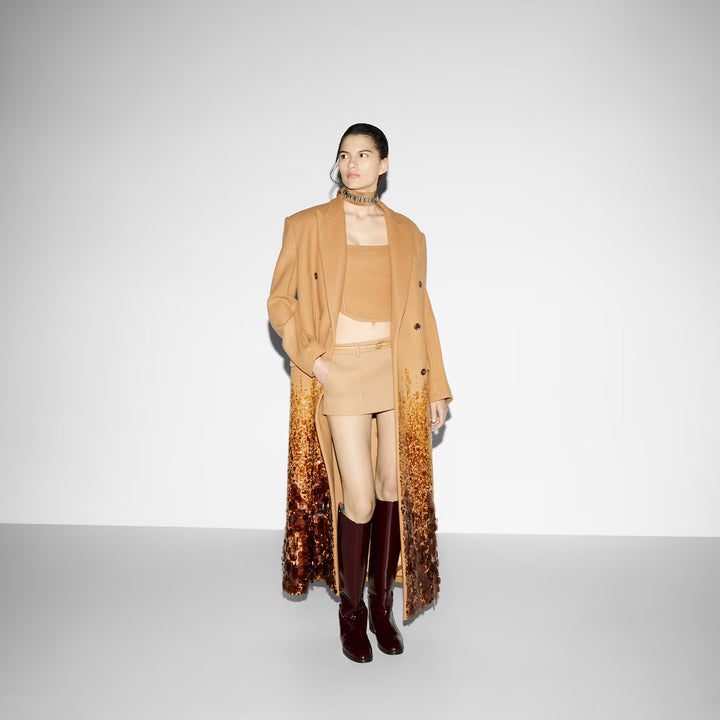 GUCCI Batavia wool coat with embroidery