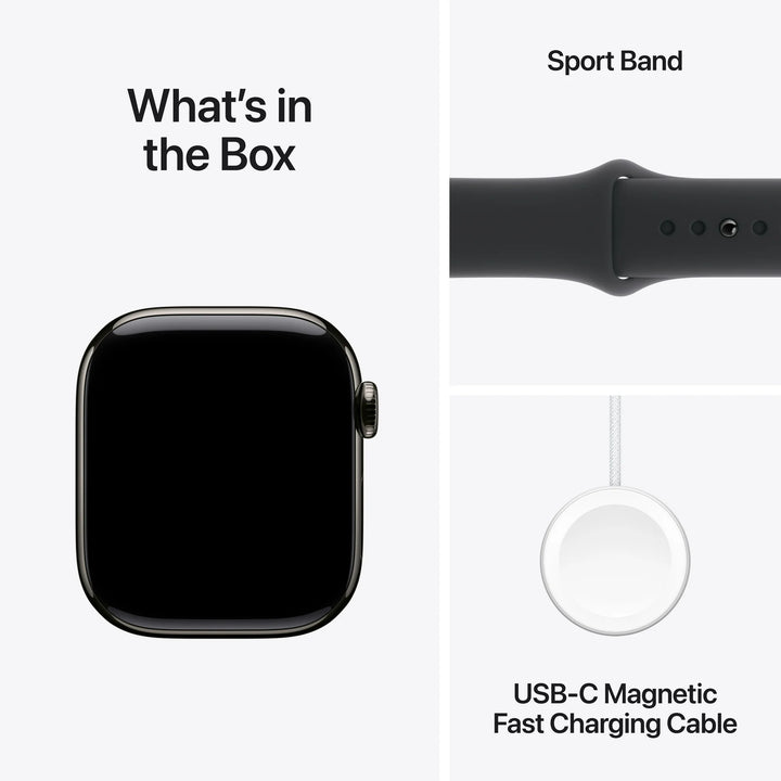 Apple Watch Series 10 GPS + Cellular 46mm Slate Titanium Case with Black Sport Band - S/M