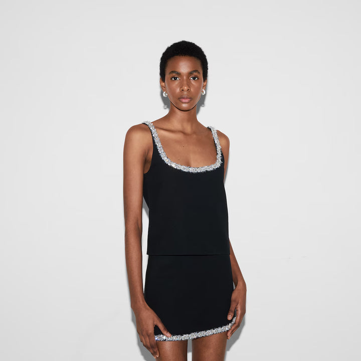 Gucci EMBROIDERED WOOL SILK CRÊPE TOP