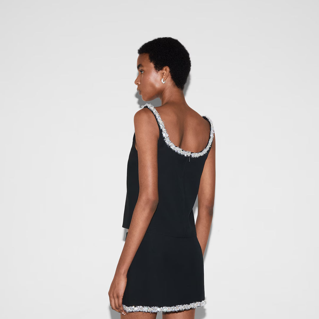 Gucci EMBROIDERED WOOL SILK CRÊPE TOP