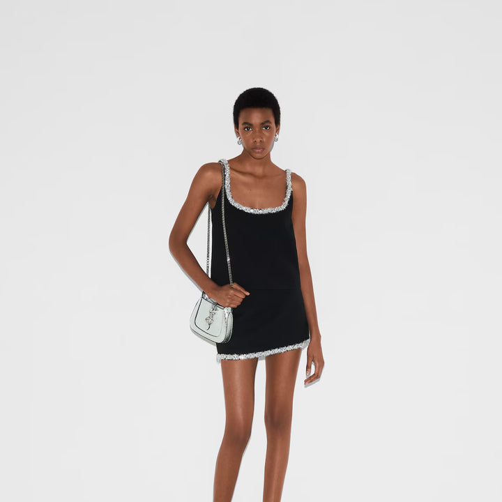 Gucci EMBROIDERED WOOL SILK CRÊPE TOP