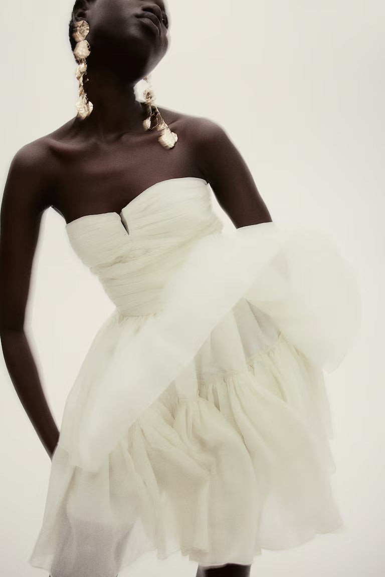 H&M  Bandeau Dress with Flared Skirt