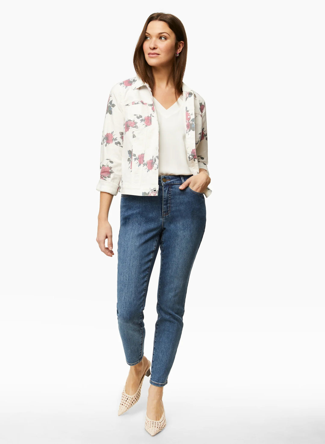 LAURA Floral Print Denim Jacket