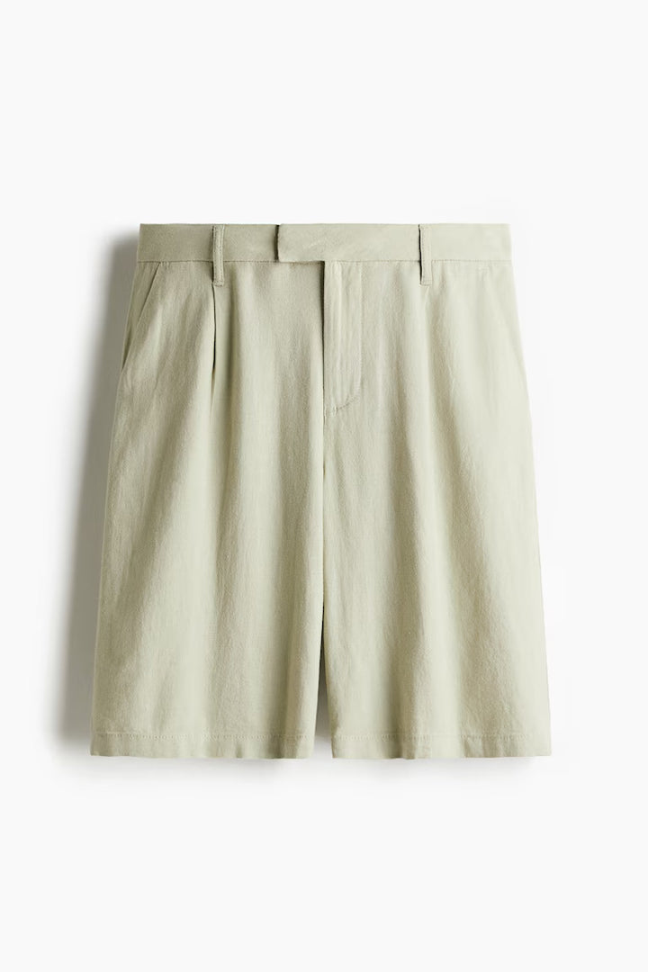 H&M KNEE-LENGTH LINEN-BLEND SHORTS