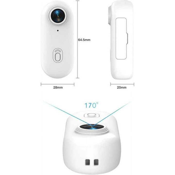 ‎HONGYUE Gosnap - Go Snap Camera, Go Snap Body Cam, Gosnap - Thumb Camera, HD 1080P/4K Pocket Action Cam, Wearable Necklace with 360° RotationSpring Clip, Mount Anywhere, Hands-Free POV Recording (White-1080P)