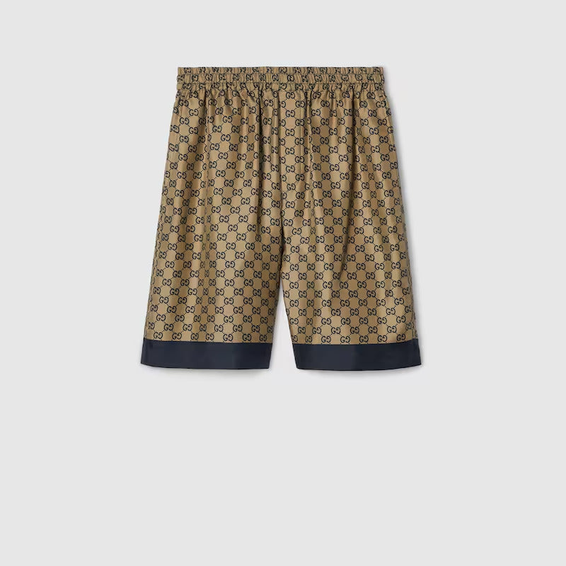GUCCI PRINTED SILK TWILL SHORTS