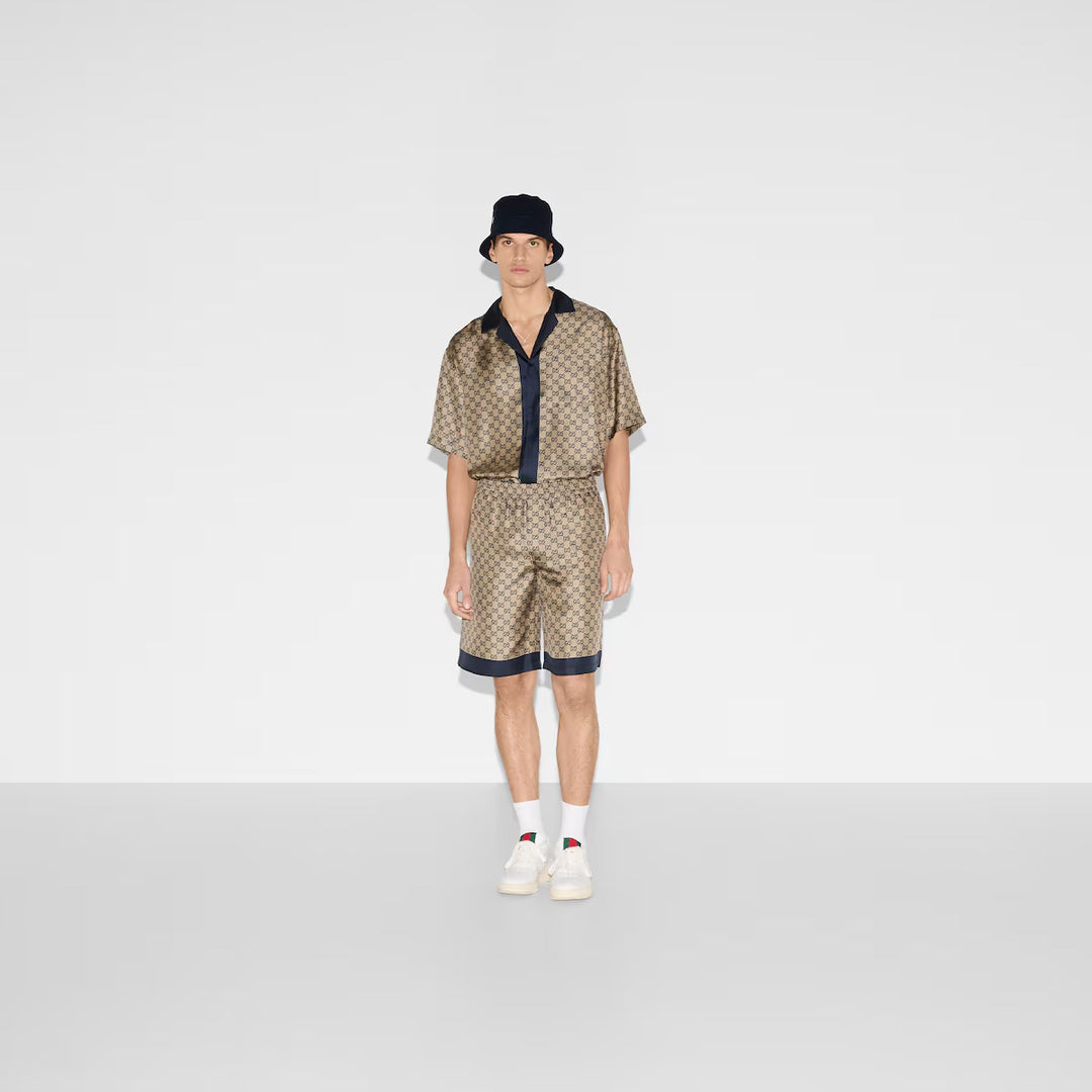 GUCCI PRINTED SILK TWILL SHORTS