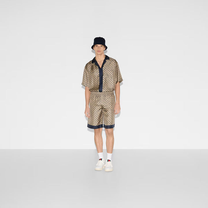 GUCCI PRINTED SILK TWILL SHORTS