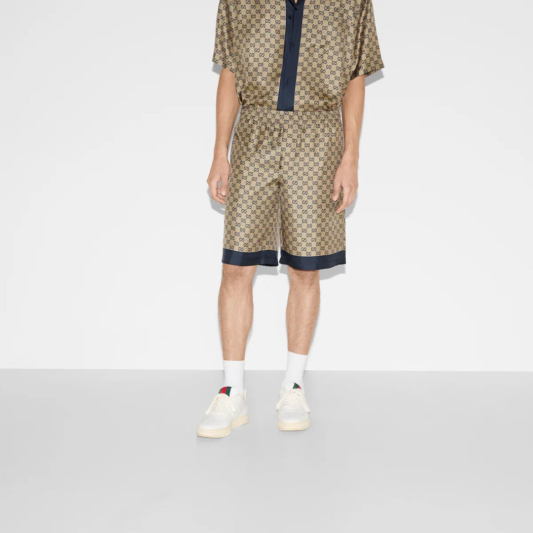 GUCCI PRINTED SILK TWILL SHORTS