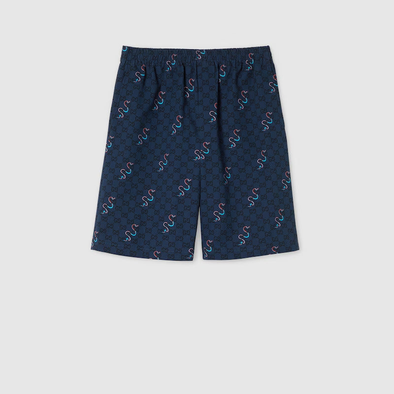 GUCCI PRINTED SILK TWILL SHORTS