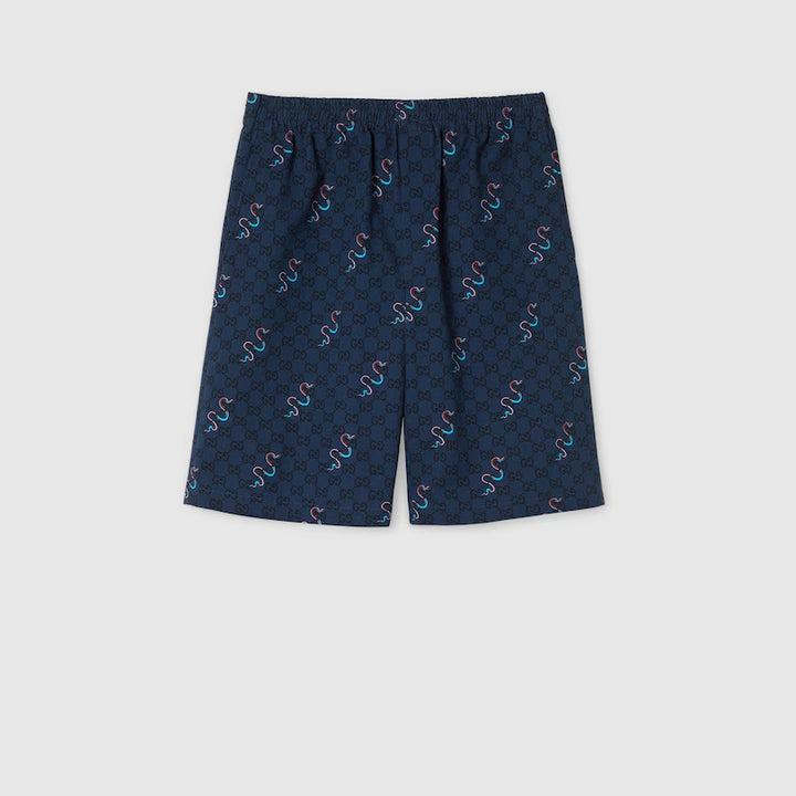 GUCCI PRINTED SILK TWILL SHORTS
