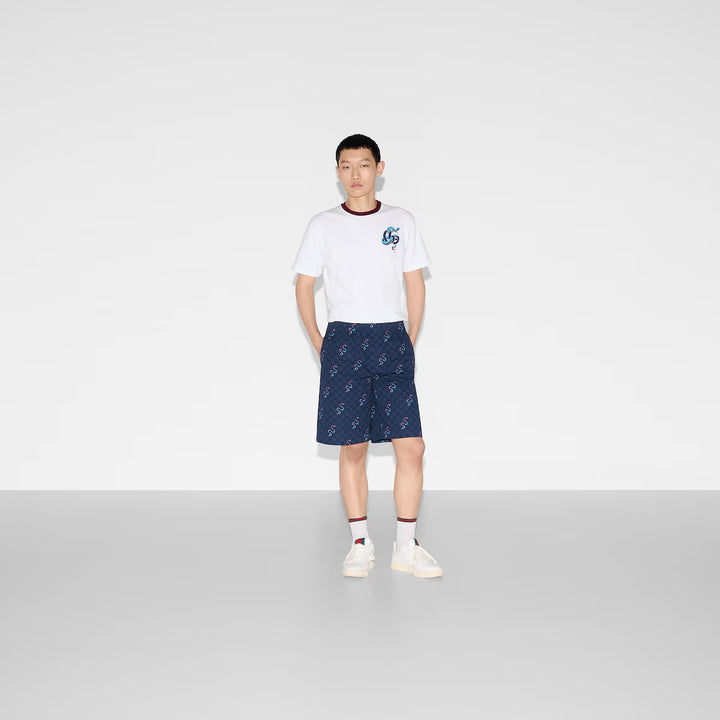 GUCCI PRINTED SILK TWILL SHORTS