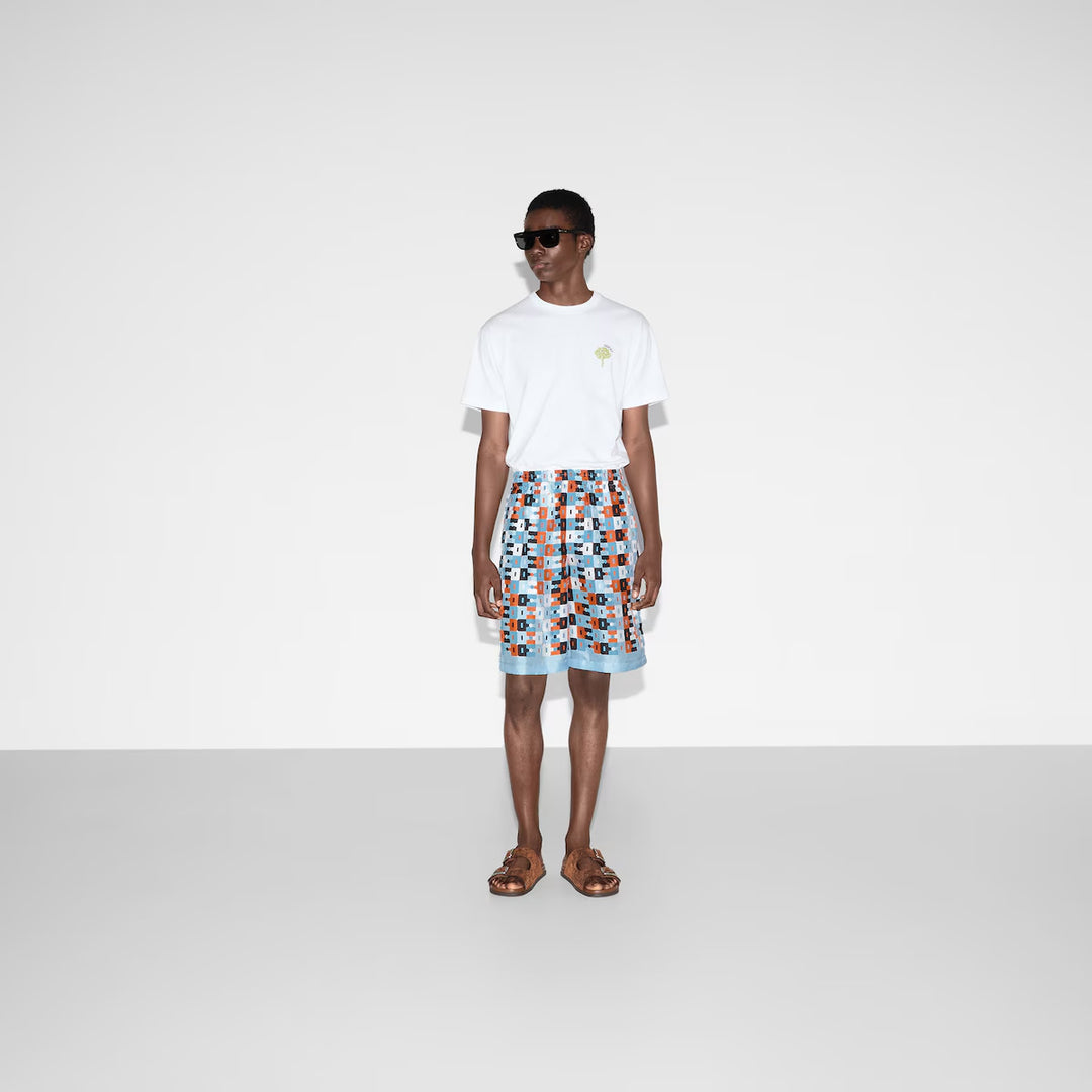 GUCCI PRINTED SILK TWILL SHORTS