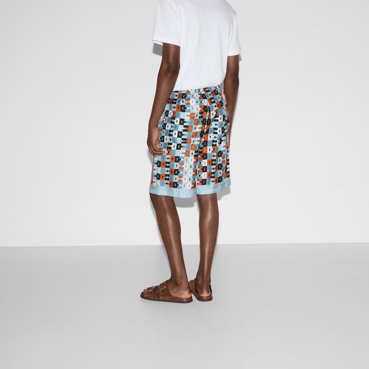 GUCCI PRINTED SILK TWILL SHORTS