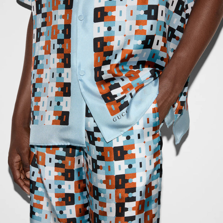 GUCCI PRINTED SILK TWILL SHORTS