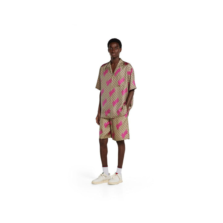 GUCCI PRINTED SILK TWILL SHORTS