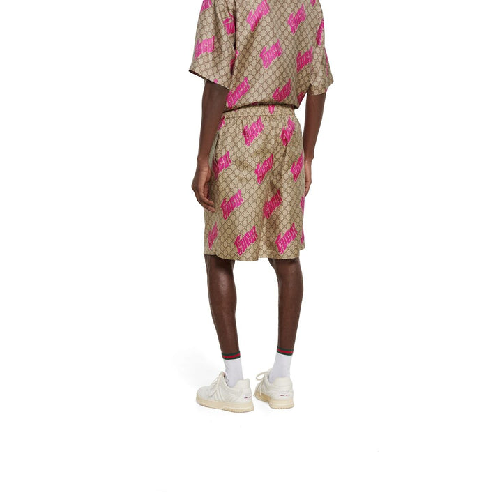 GUCCI PRINTED SILK TWILL SHORTS