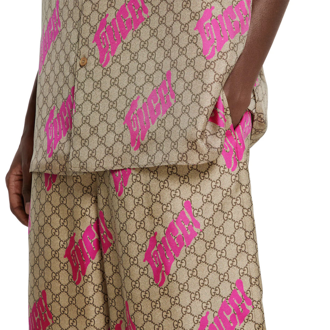 GUCCI PRINTED SILK TWILL SHORTS