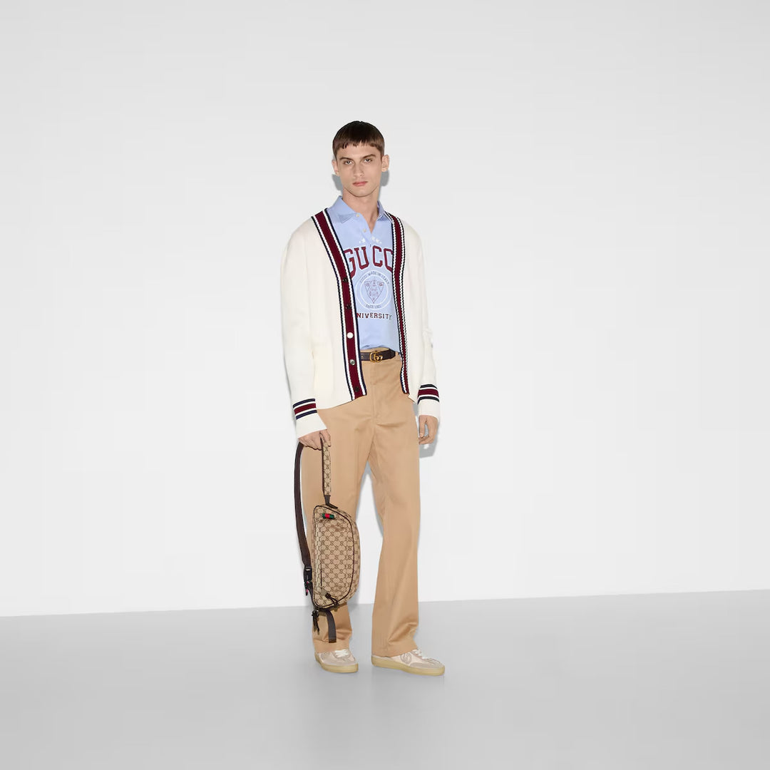 Gucci WOOL KNIT CARDIGAN WITH INTARSIA