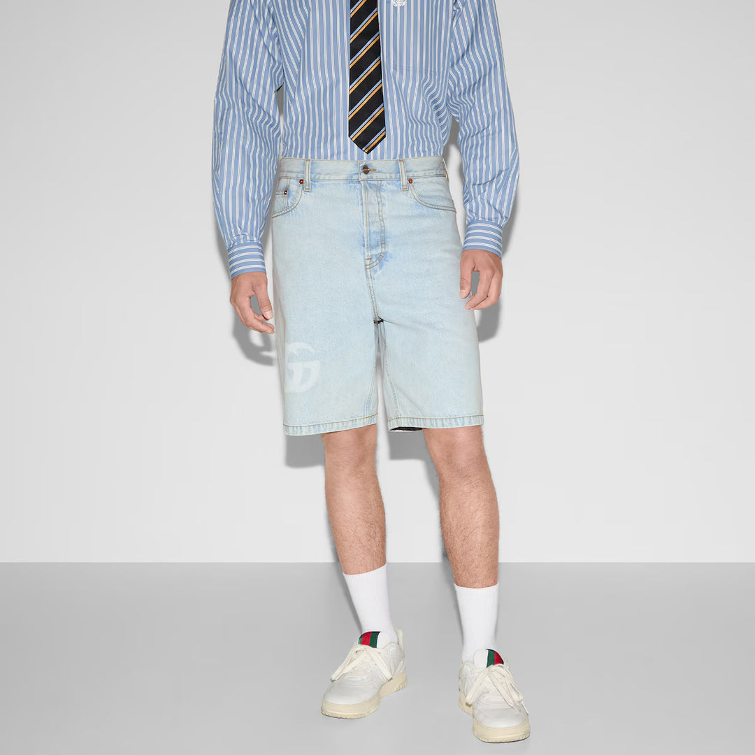 GUCCI LASERED DENIM SHORTS