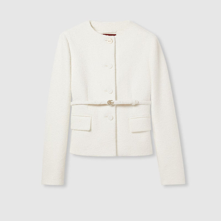 GUCCI Cotton bouclé belted jacket