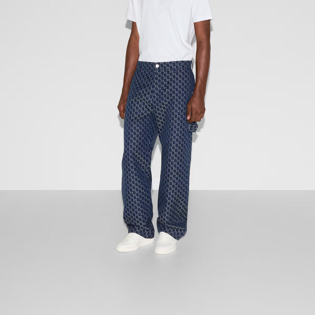 Gucci COTTON JACQUARD PANT WITH GG SHADOW