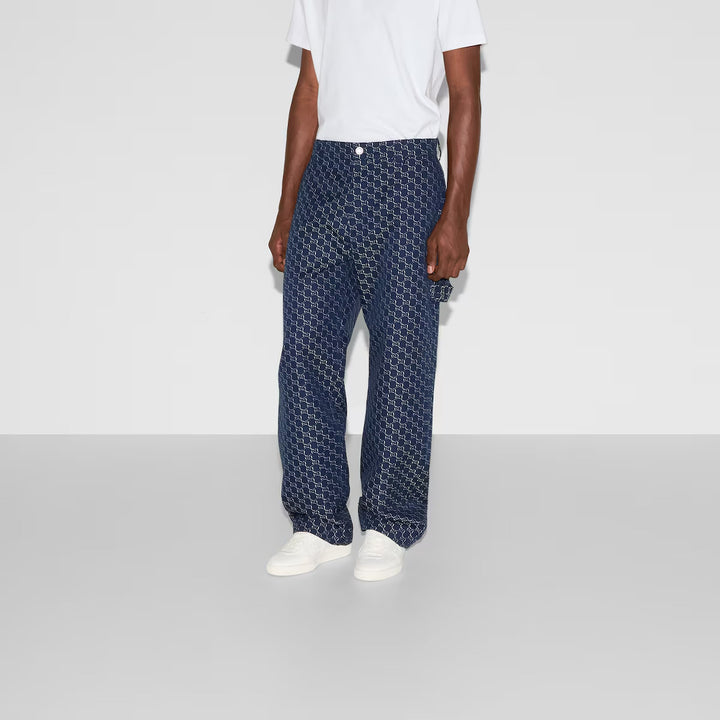 Gucci COTTON JACQUARD PANT WITH GG SHADOW