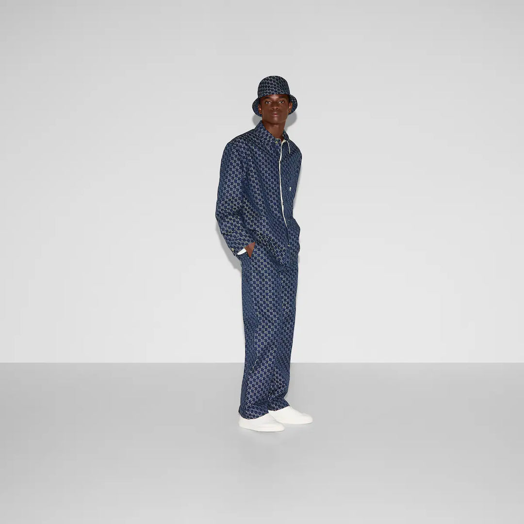 Gucci COTTON JACQUARD PANT WITH GG SHADOW