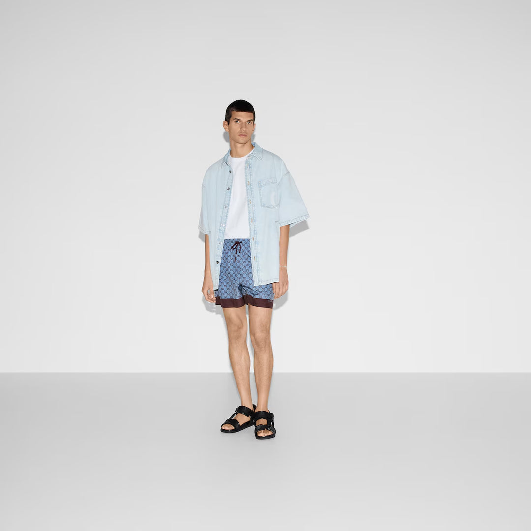GUCCI PRINTED POPLIN TECH SWIM SHORTS