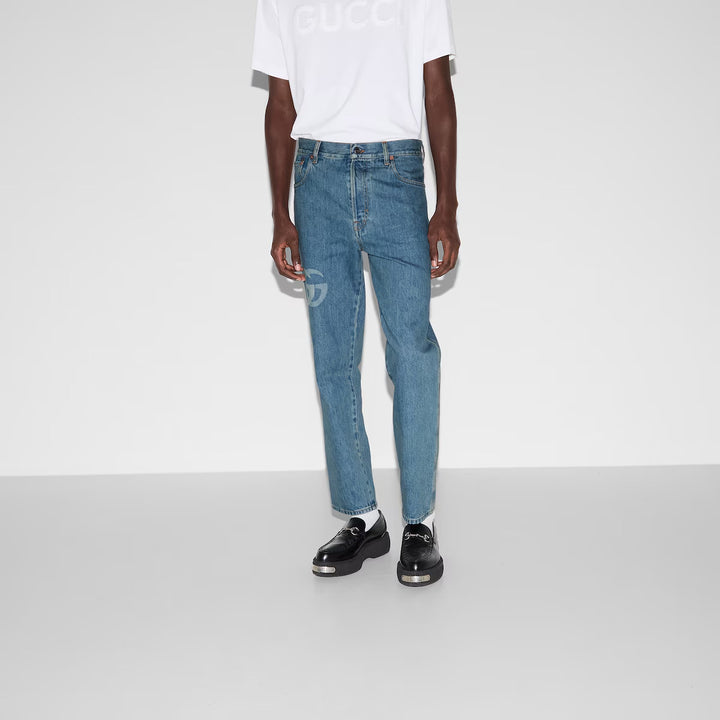 GUCCI LASERED DOUBLE G DENIM PANT