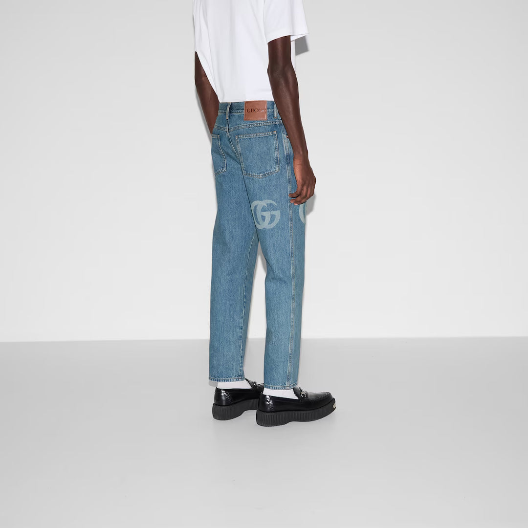 GUCCI LASERED DOUBLE G DENIM PANT