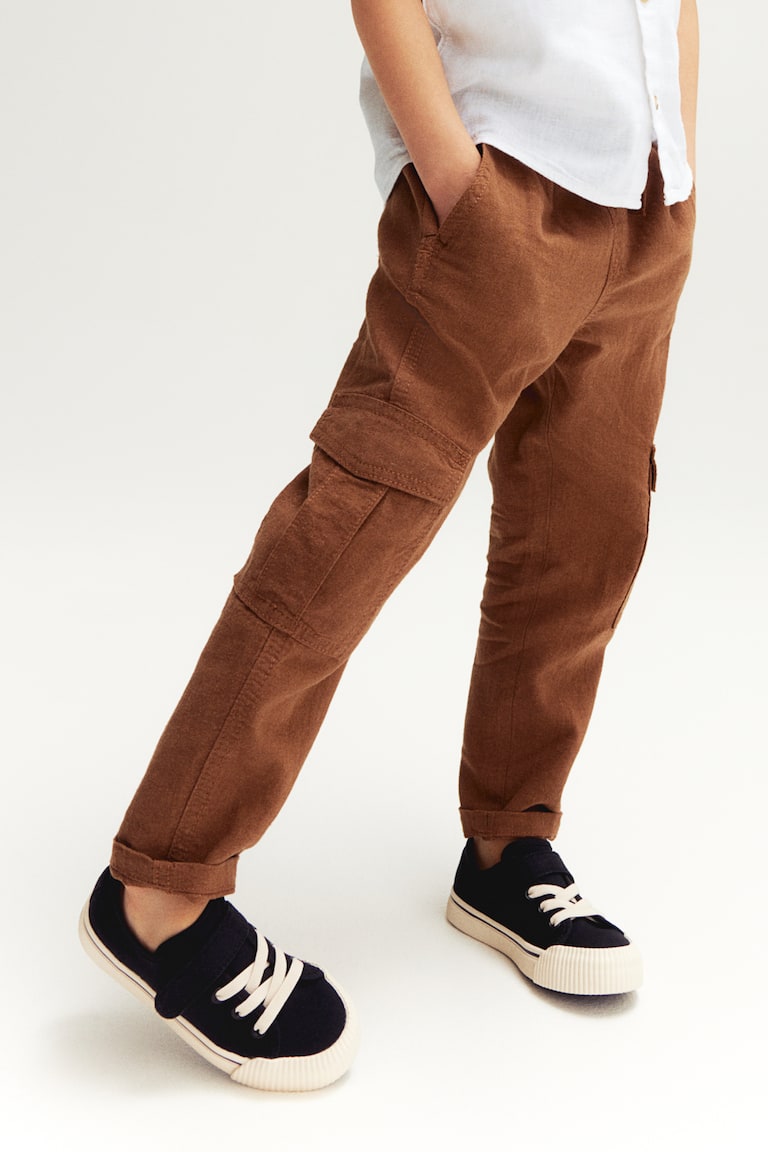 H&M Linen-blend Band Collar Shirt
