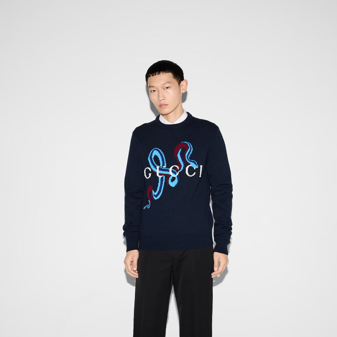 Gucci WOOL CASHMERE SWEATER WITH INTARSIA