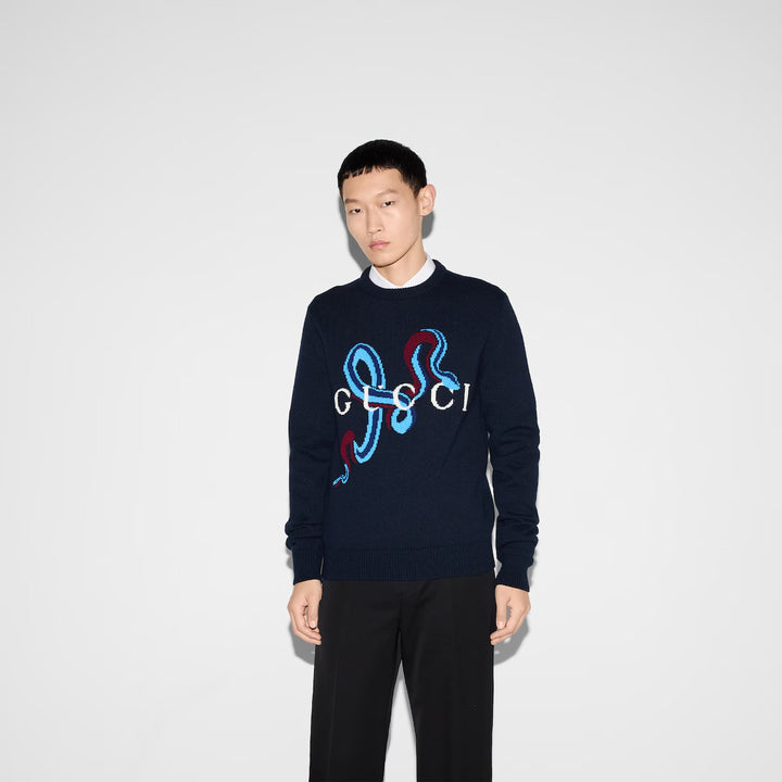 Gucci WOOL CASHMERE SWEATER WITH INTARSIA