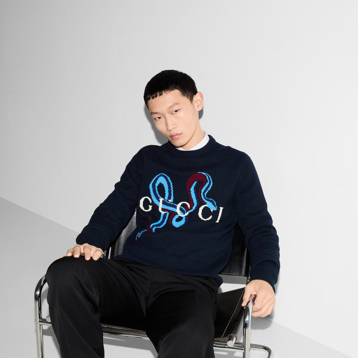 Gucci WOOL CASHMERE SWEATER WITH INTARSIA