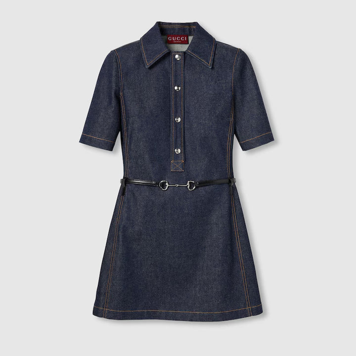 Gucci Denim mini dress with Horsebit