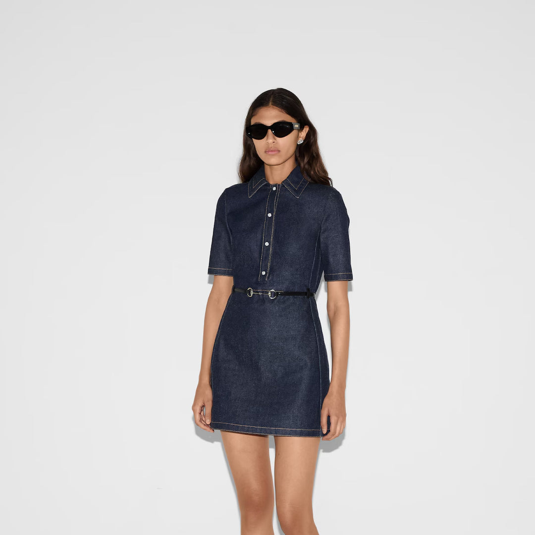 Gucci Denim mini dress with Horsebit