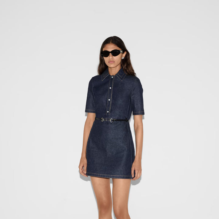 Gucci Denim mini dress with Horsebit