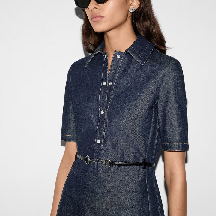 Gucci Denim mini dress with Horsebit
