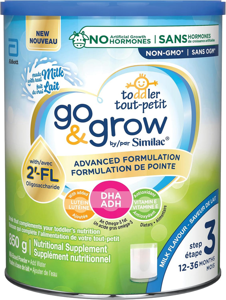 Similac Go & Grow Step 3 Toddler Drink with 2'-FL. Immune Support Innovation: 2'-FL, Powder, 12-36 Months, Milk Flavour, 850 grams, 1x850 g