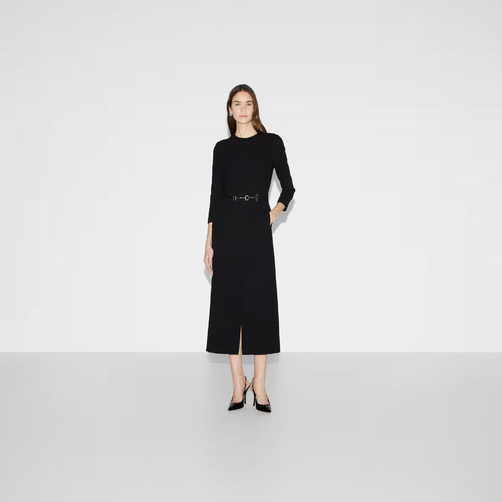 Gucci Cotton crêpe dress with Horsebit