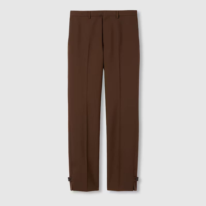 GUCCI EMBOSSED WOOL TWILL PANTS