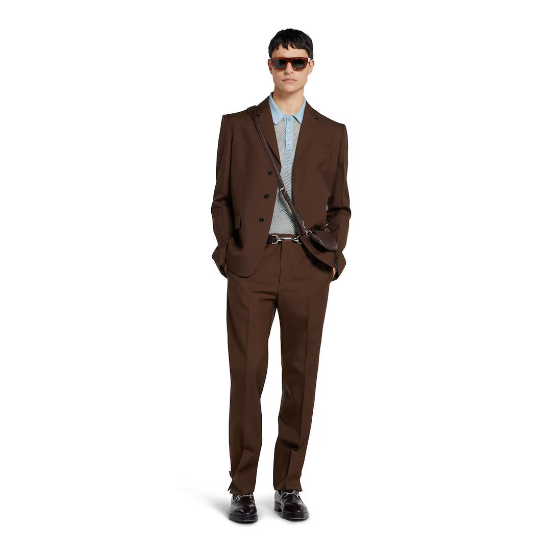 GUCCI EMBOSSED WOOL TWILL PANTS