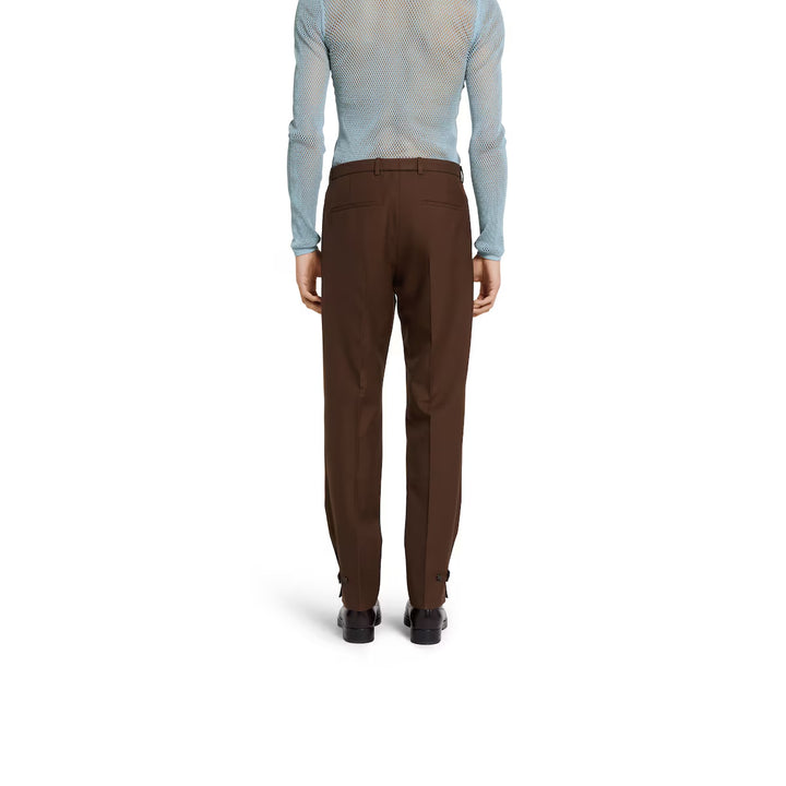 GUCCI EMBOSSED WOOL TWILL PANTS