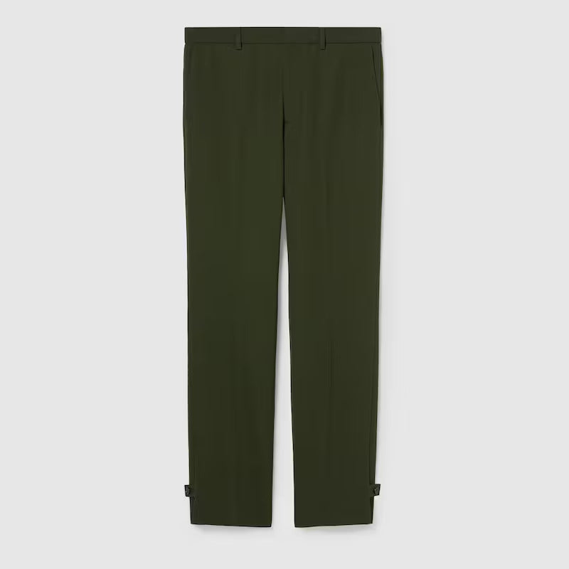 GUCCI EMBOSSED WOOL TWILL PANTS